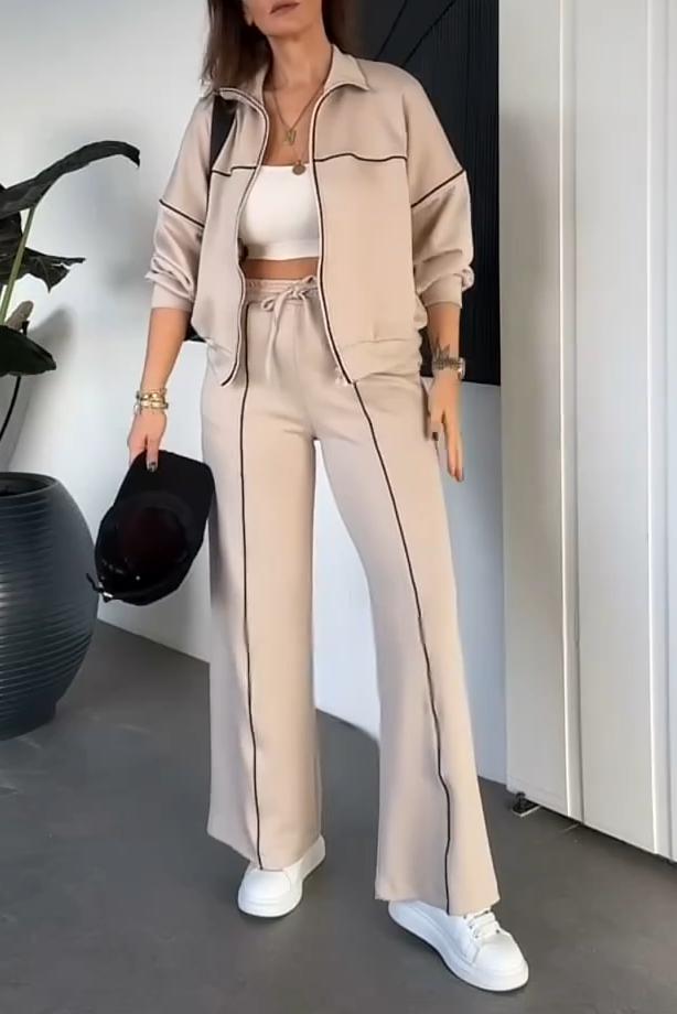 Mariska™ - Ensemble Décontracté Femme à Rayures Contrastées