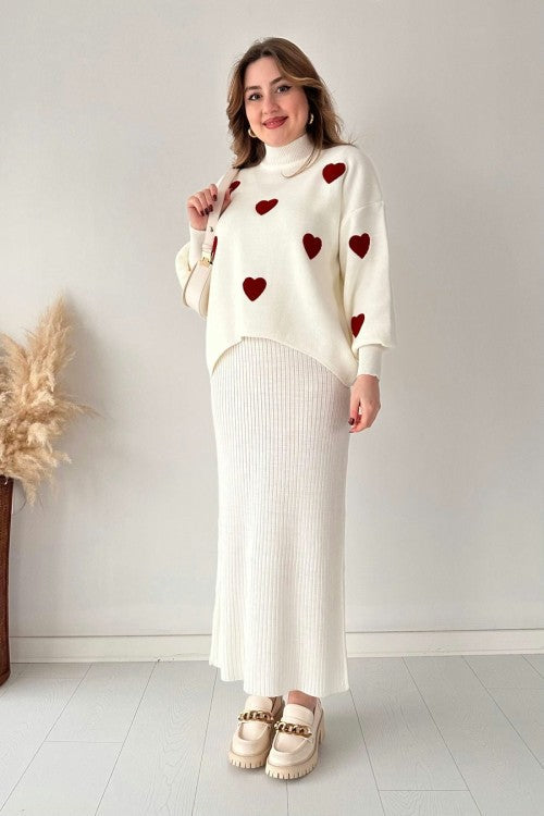 Annette™ - Ensemble Tendance Cœur et Jupe Taille Haute