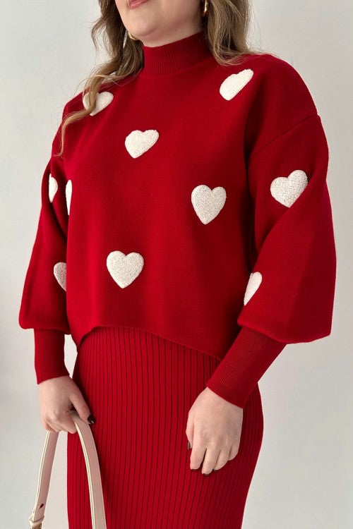 Annette™ - Ensemble Tendance Cœur et Jupe Taille Haute