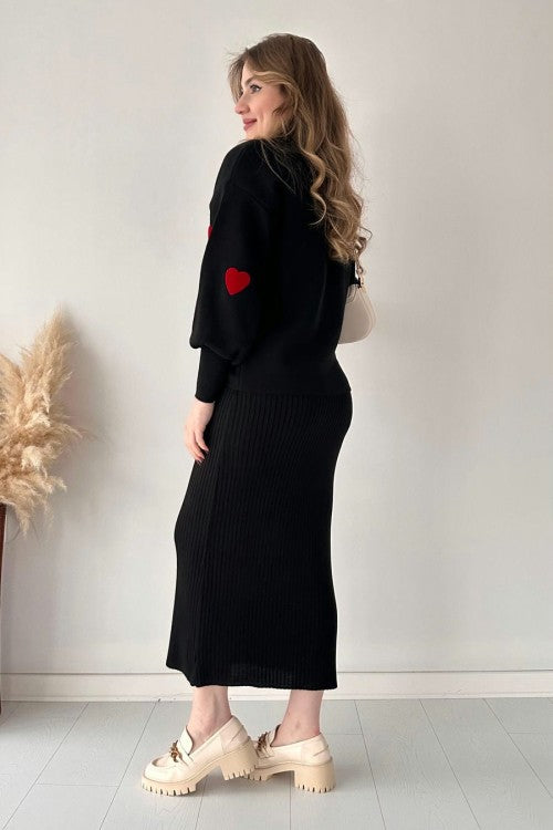 Annette™ - Ensemble Tendance Cœur et Jupe Taille Haute