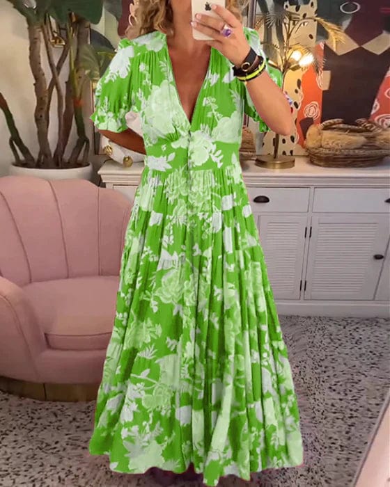 Isabeau™ - Robe Longue Confortable avec Col V et Poches