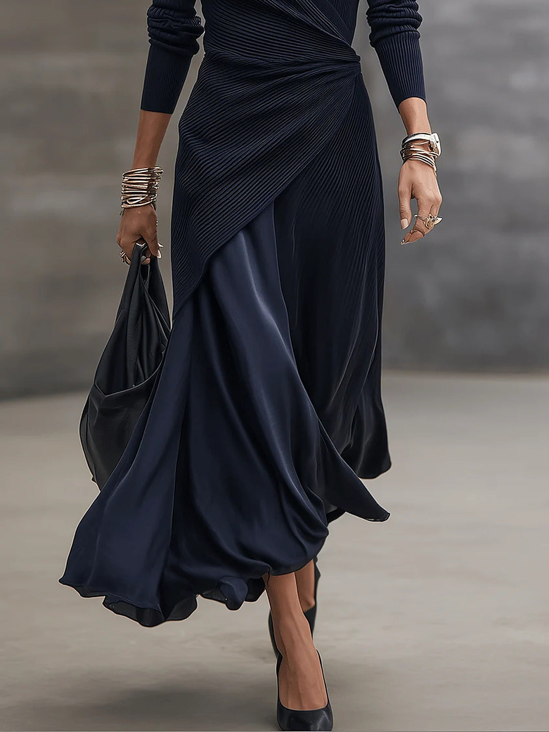 Geesje - Robe femme portefeuille avec jupe satinée