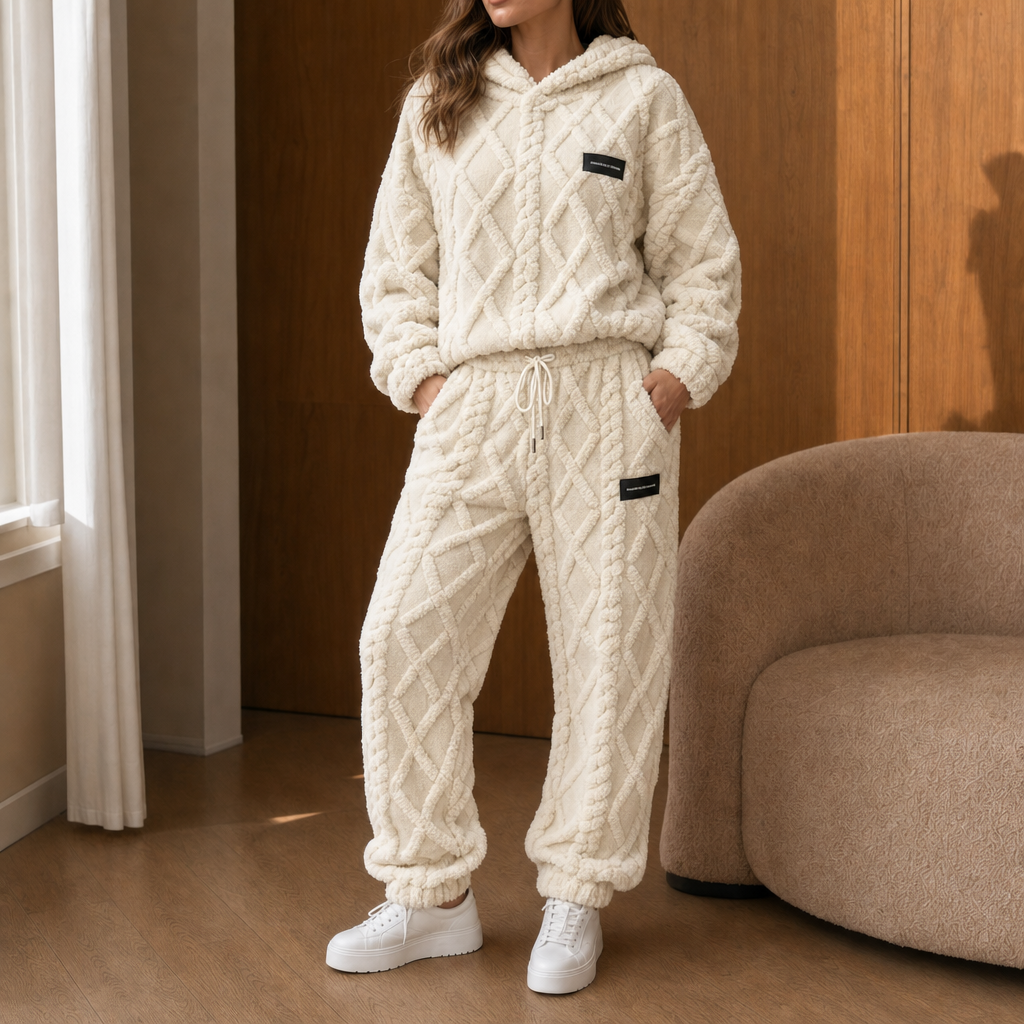 Catrien - Ensemble cocooning femme en polaire avec sweat à capuche et pantalon