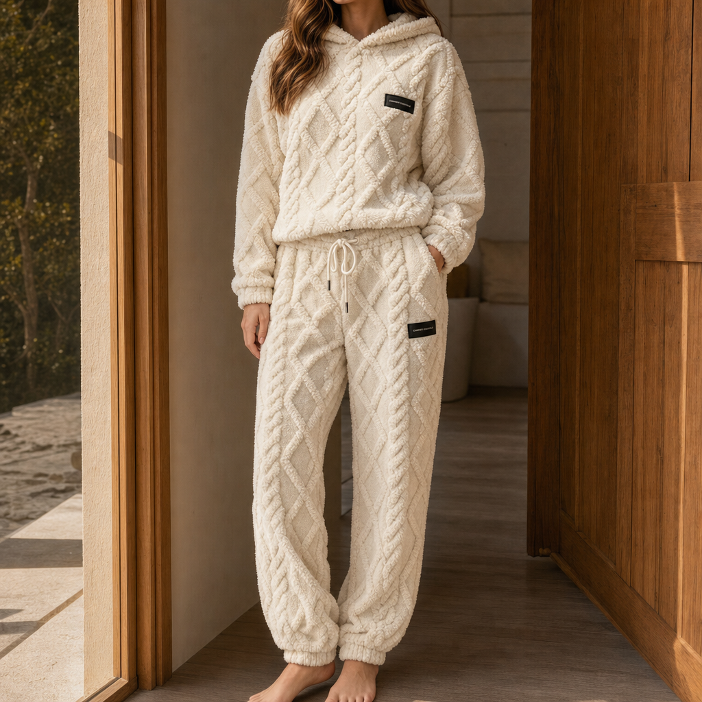 Catrien - Ensemble cocooning femme en polaire avec sweat à capuche et pantalon