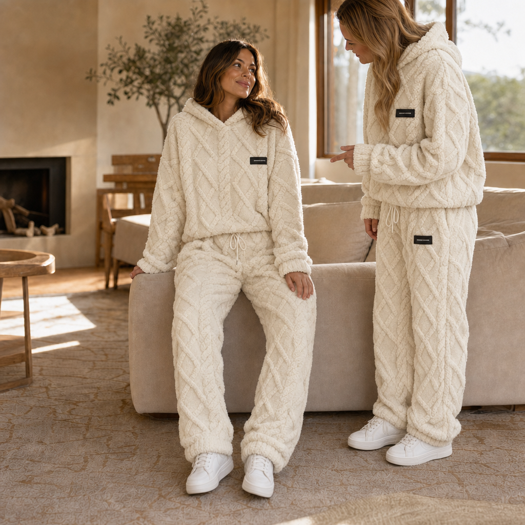 Catrien - Ensemble cocooning femme en polaire avec sweat à capuche et pantalon