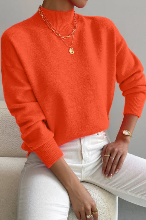 Mathurine - Pull femme à col montant en maille douce