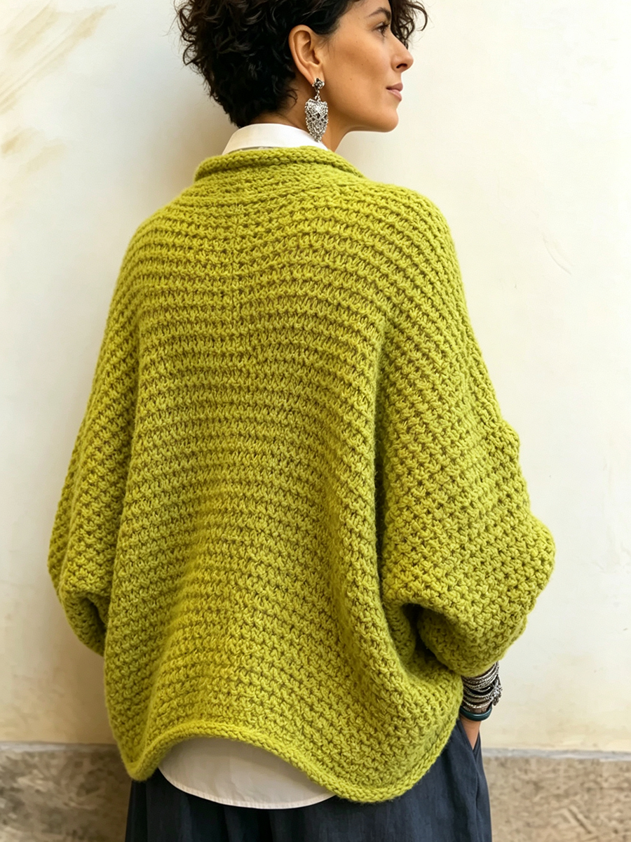 Cootje - Pull cache-cœur femme à manches chauve-souris et coupe ample