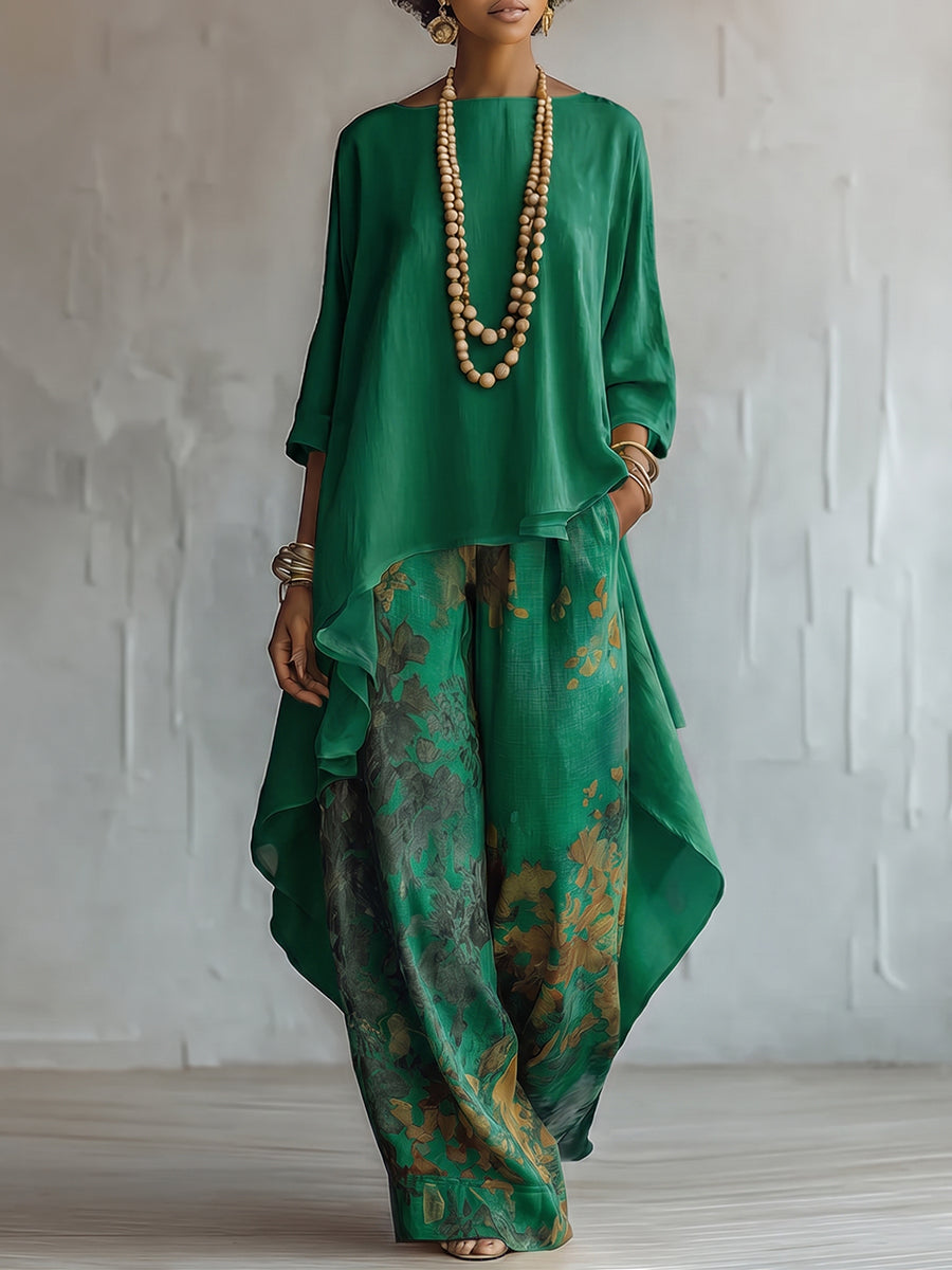 Glyndra - Ensemble femme bohème fluide avec pantalon floral
