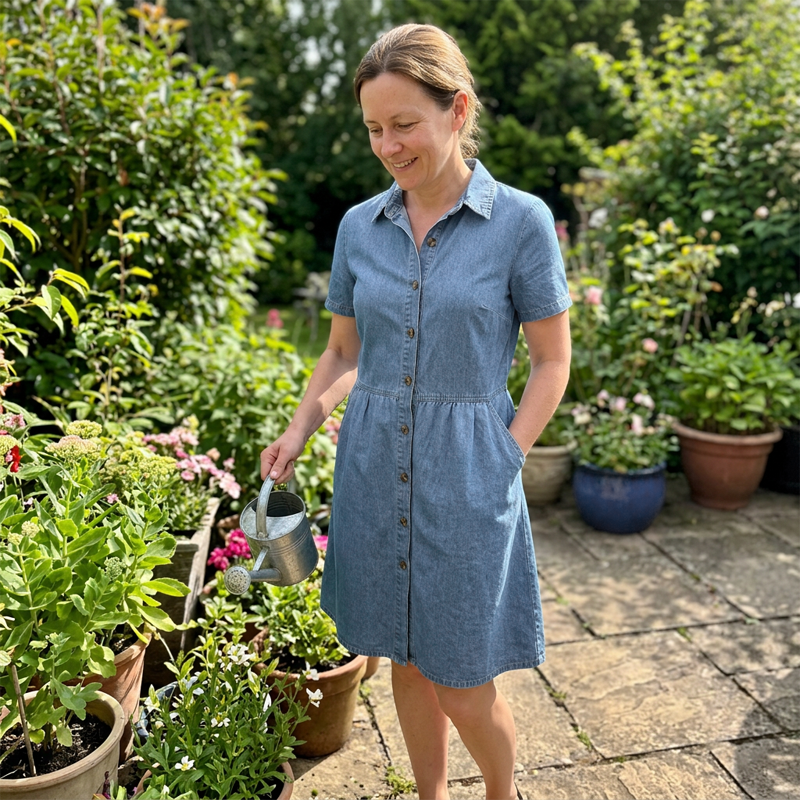Doreya - Robe chemise femme effet denim avec boutons et poches