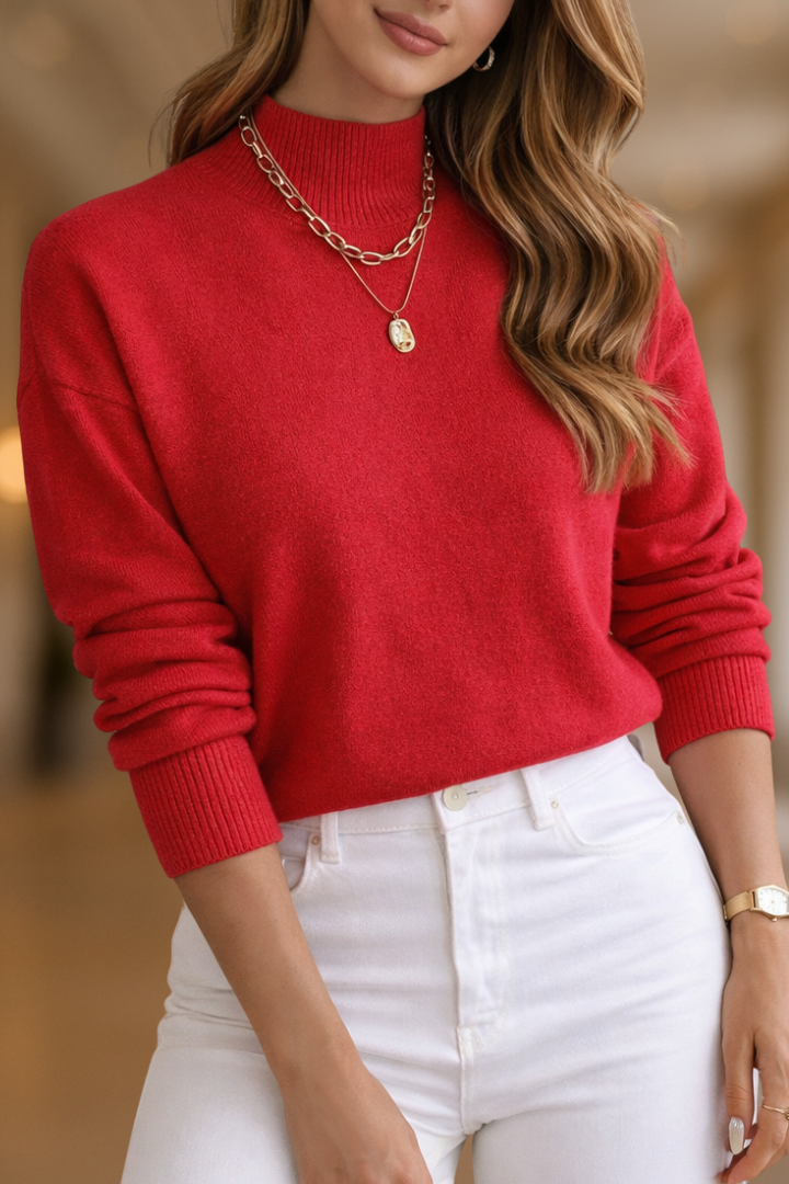 Mathurine - Pull femme à col montant en maille douce