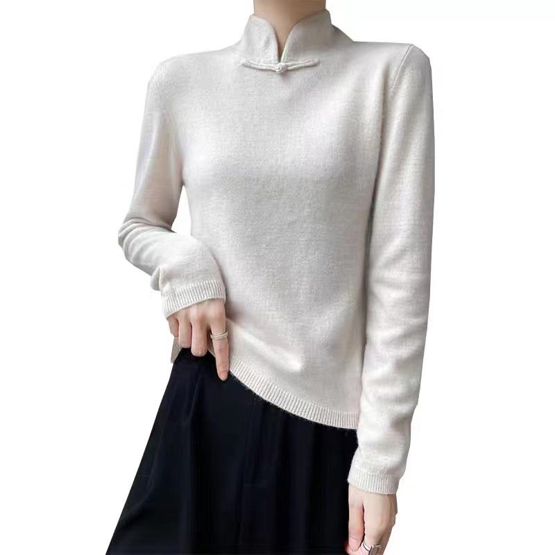Jovienna - Pull Hiver à Col Montant Élégant avec Fermoir Vintage