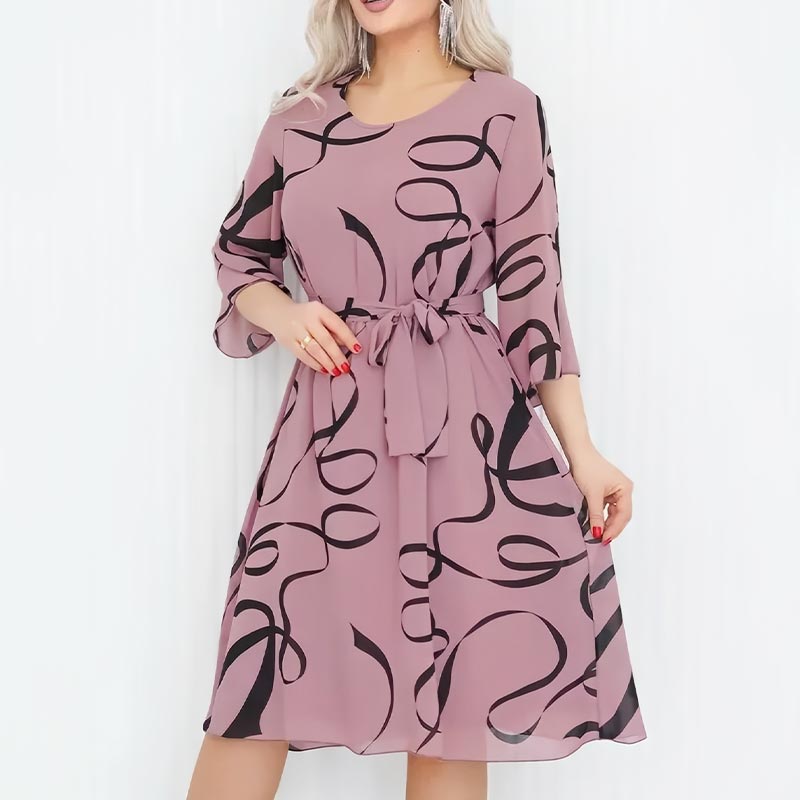 Blandine™ - Robe Élégante Midi à Manches Volantées