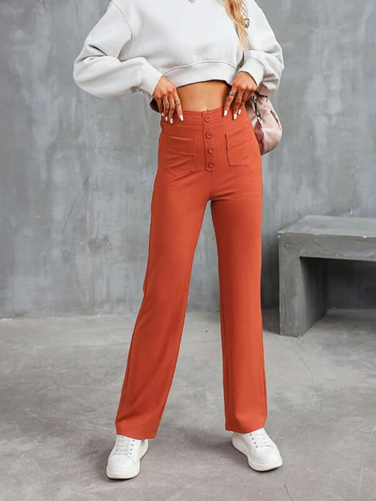 Nara™ - Haute élasticité - Pantalon décontracté taille haute à jambe droite