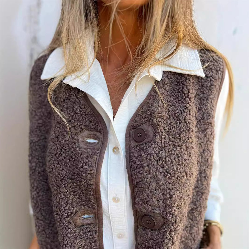 Nahla™ - Gilet Court Chaleureux à Boutons
