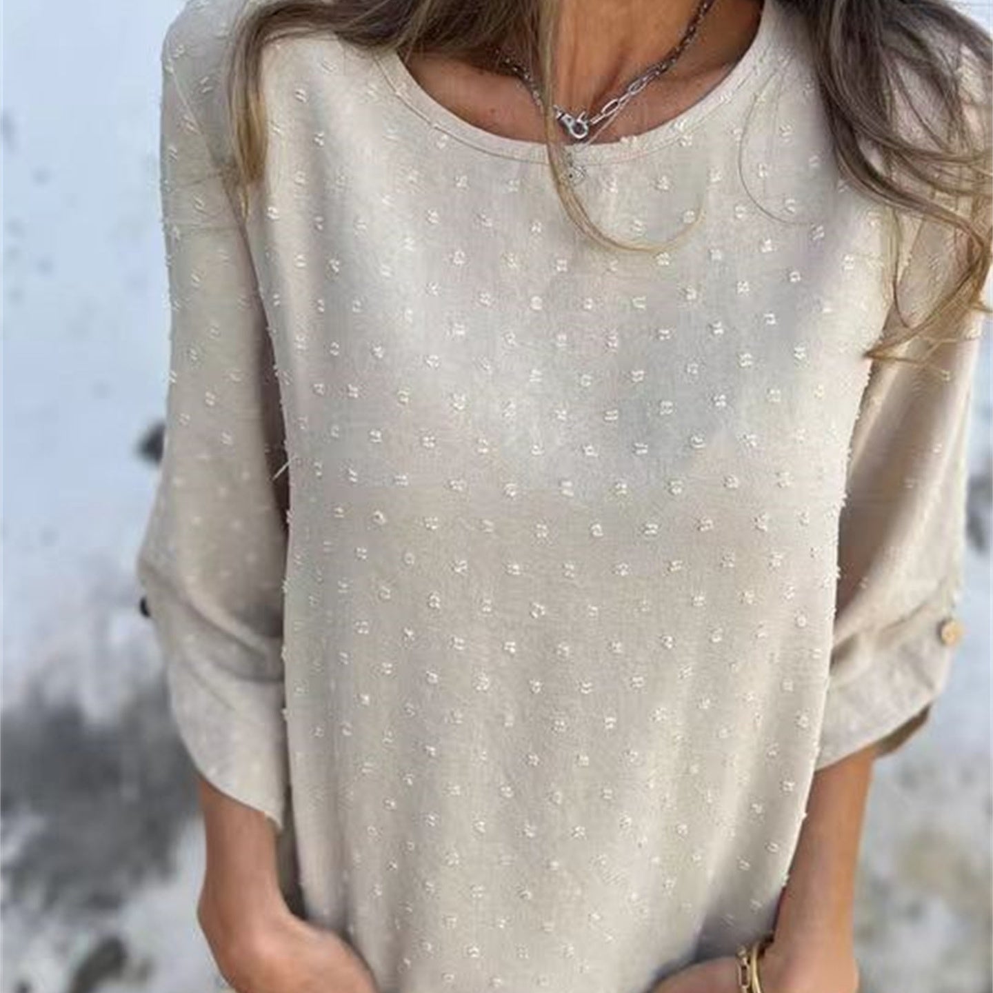 Marinette™ - Haut décontracté en jacquard à col rond pour femmes