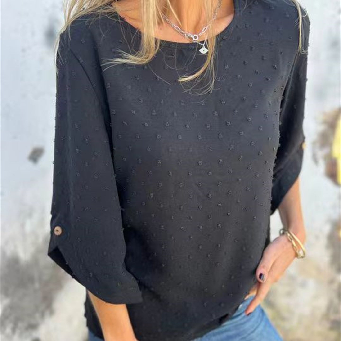Marinette™ - Haut décontracté en jacquard à col rond pour femmes