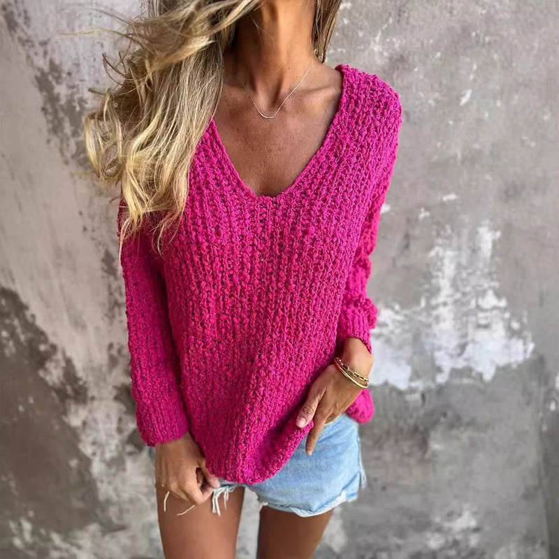 Margo™ - Chic et Confort Pull Ample Torsadé Col V pour Femmes