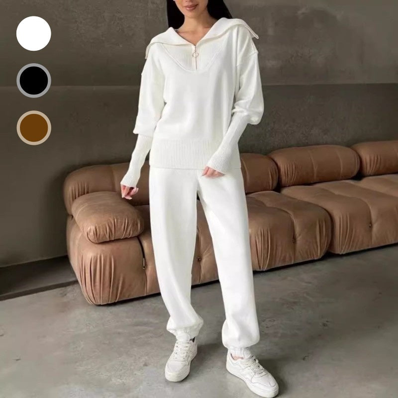 Rie™ - Ensemble Sportif Femme Tricoté à Demi-Fermeture Éclair