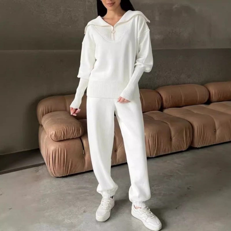 Rie™ - Ensemble Sportif Femme Tricoté à Demi-Fermeture Éclair