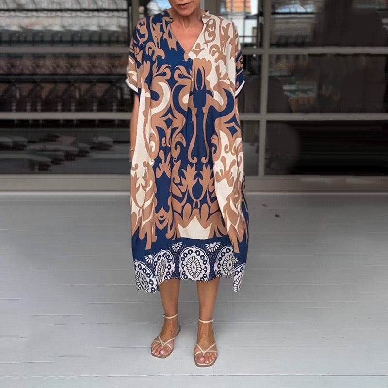 Bente™ - Robe Midi Ample à Imprimé Élégant