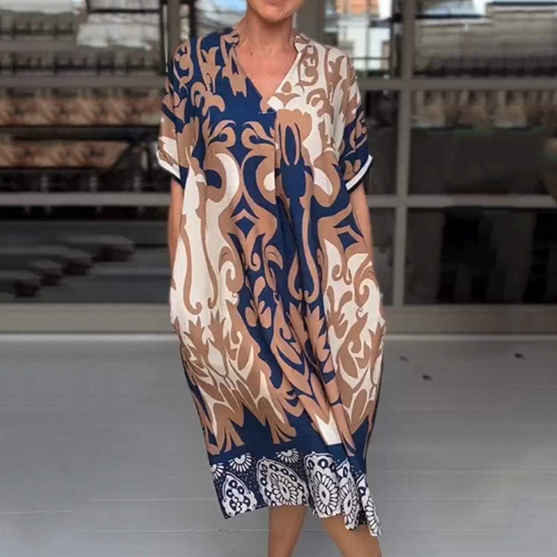 Bente™ - Robe Midi Ample à Imprimé Élégant