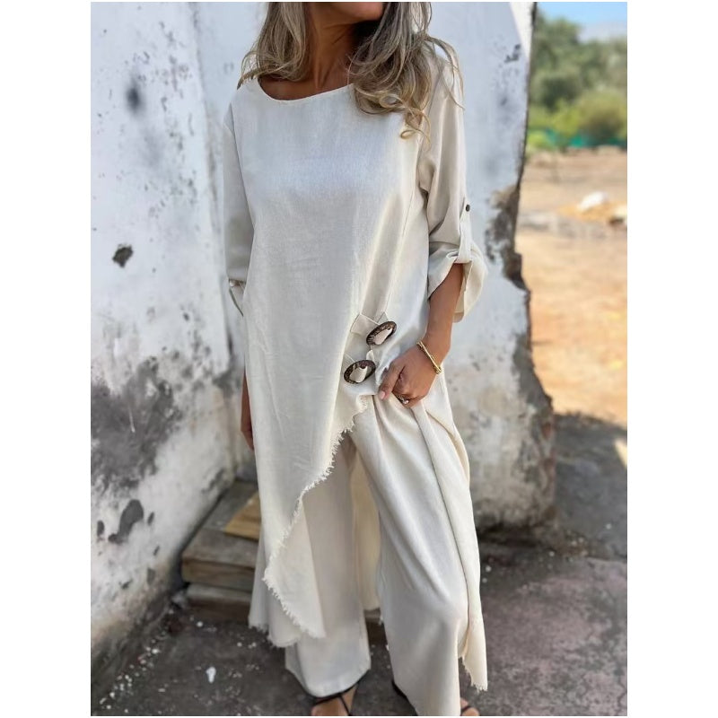 Vela™ - Costume élégant en coton et lin pour femme