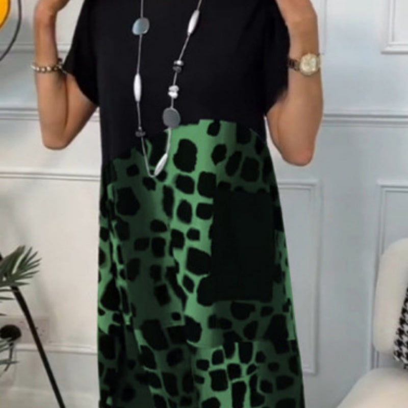 Lisette™ - Robe ample imprimée à col rond et manches courtes