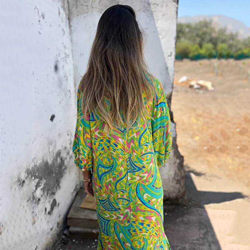 Herminie™ - Robe Longue Élégante à Imprimé Abstrait