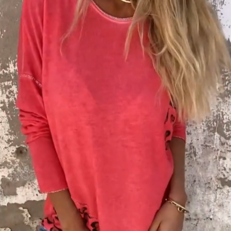 Joyce™ - Top Femme à Col Rond et Manches Longues Ample