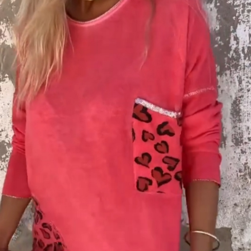 Joyce™ - Top Femme à Col Rond et Manches Longues Ample