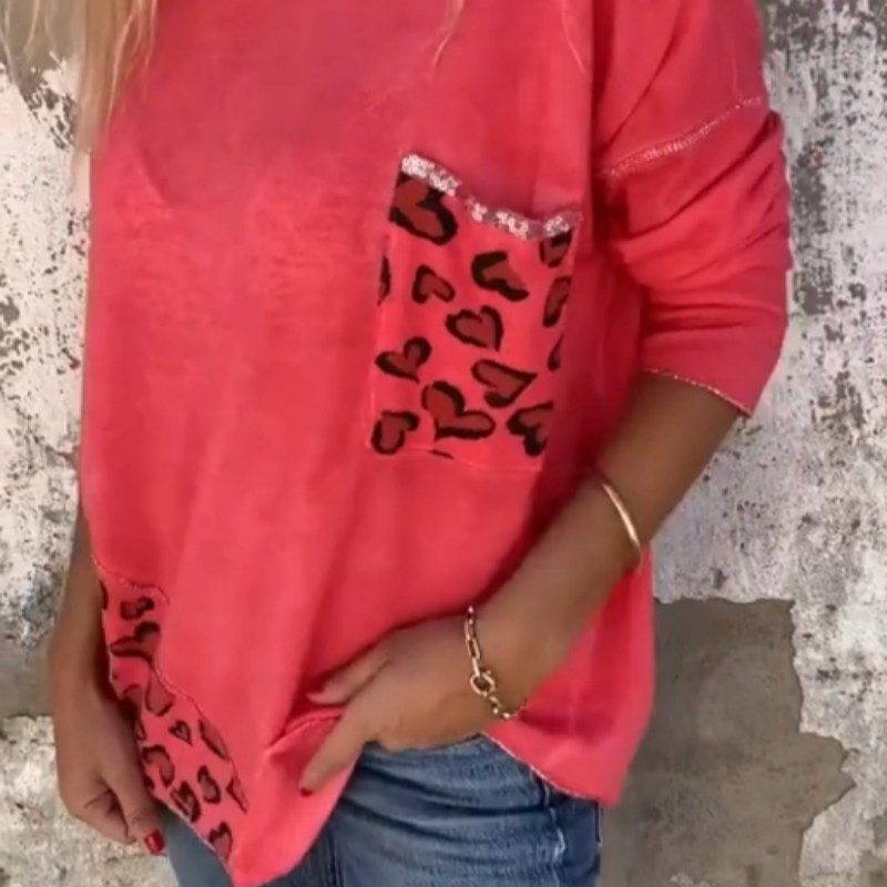 Joyce™ - Top Femme à Col Rond et Manches Longues Ample