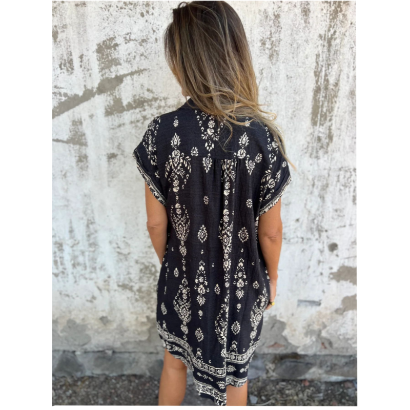 Sylviane™ - Robe Ample à Manches Courtes Imprimée avec Poches