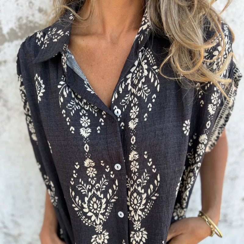 Sylviane™ - Robe Ample à Manches Courtes Imprimée avec Poches
