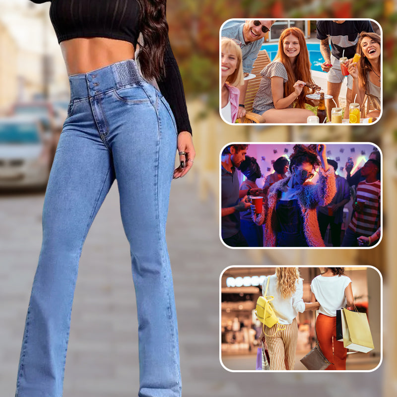 Bexora™ - Jean Femme Taille Haute Flare Coupe Ajustée Denim Extensible