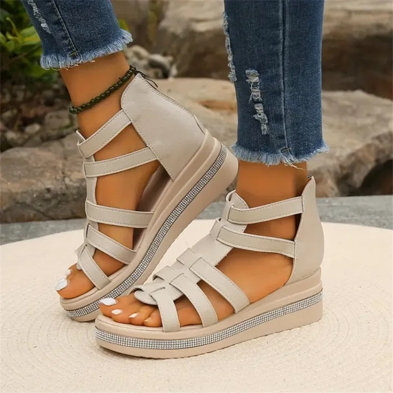 Amira™ - Sandales à Talon Wedge en Strass