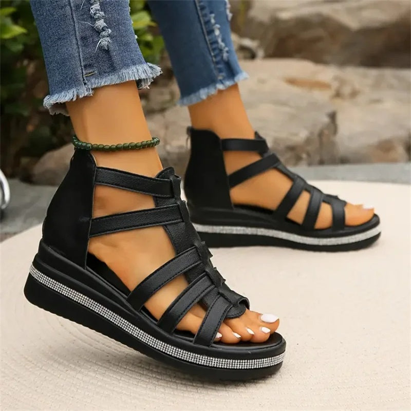 Amira™ - Sandales à Talon Wedge en Strass