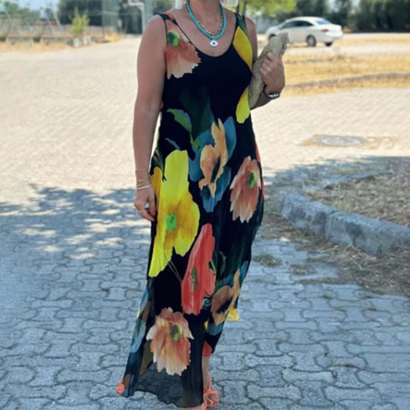 Maren™ - Robe Évasée Sans Manches à Imprimé Floral