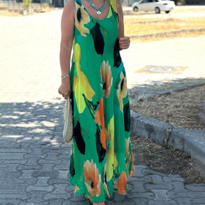 Maren™ - Robe Évasée Sans Manches à Imprimé Floral