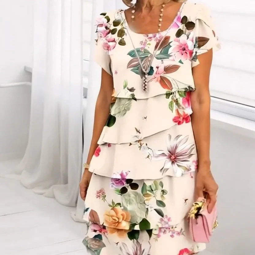 Elif™ - Robe Fleurie Plissée à Volants