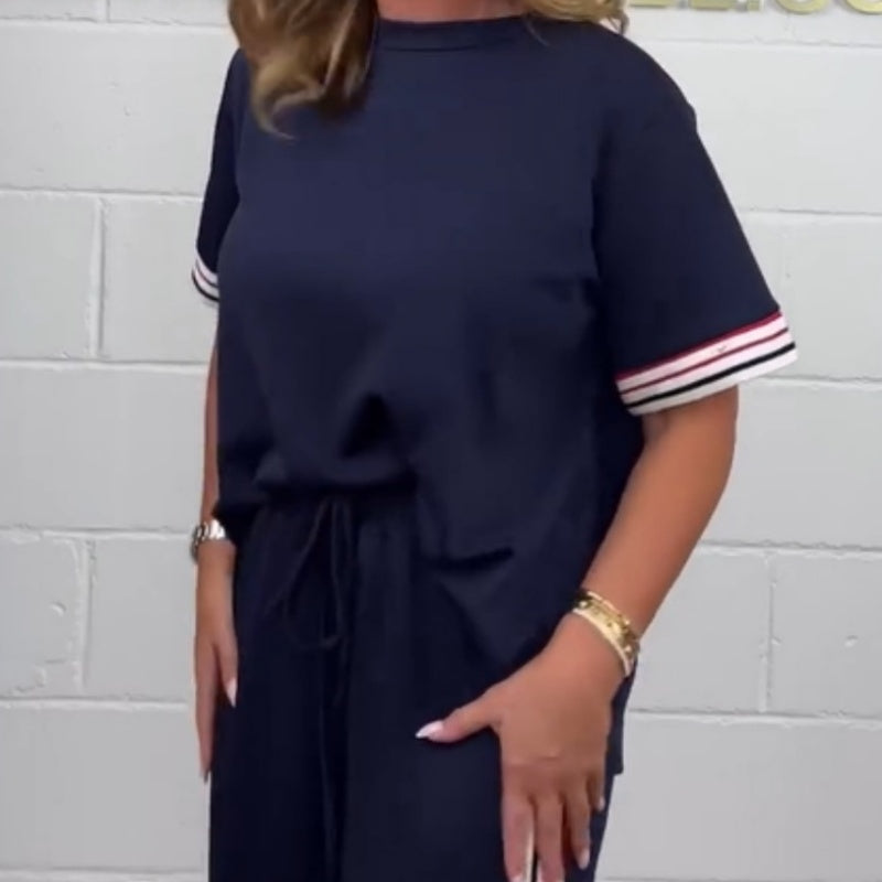Milla™ - T-shirt à manches courtes avec rayures latérales et pantalon de jogging pour femme