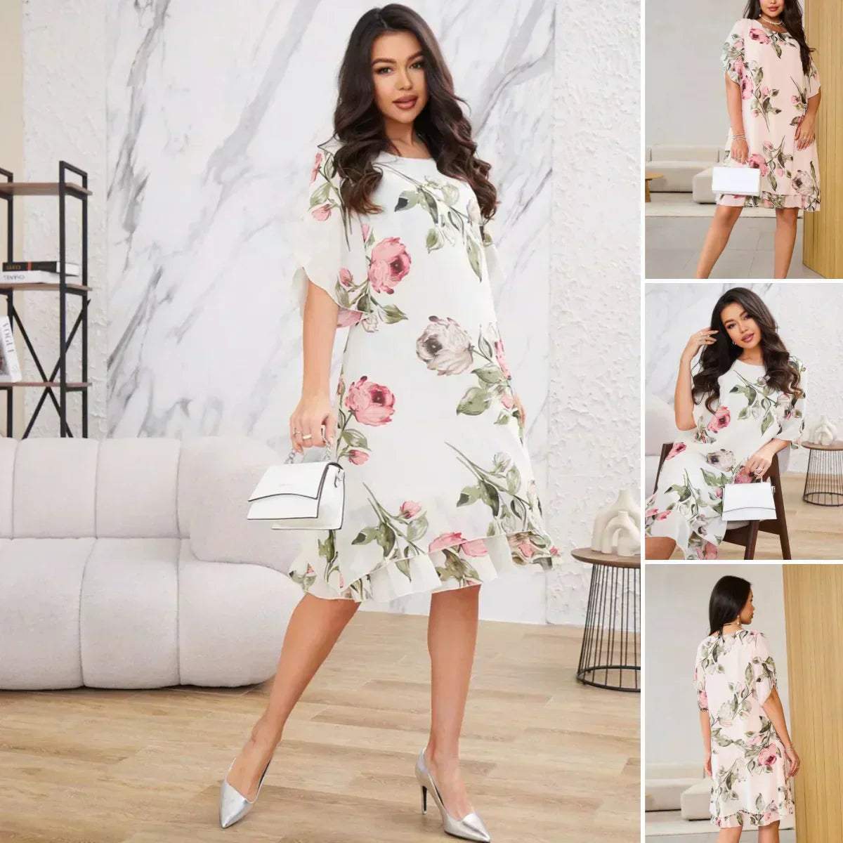 Kalina™ - Robe en mousseline avec pétales de fleurs