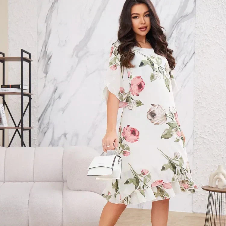 Kalina™ - Robe en mousseline avec pétales de fleurs