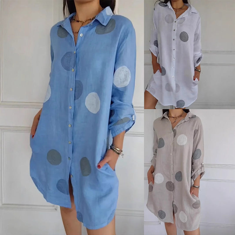 Melina™ - Robe Chemise Imprimée Décontractée avec Boutonnage pour Femmes