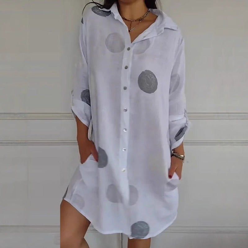 Melina™ - Robe Chemise Imprimée Décontractée avec Boutonnage pour Femmes