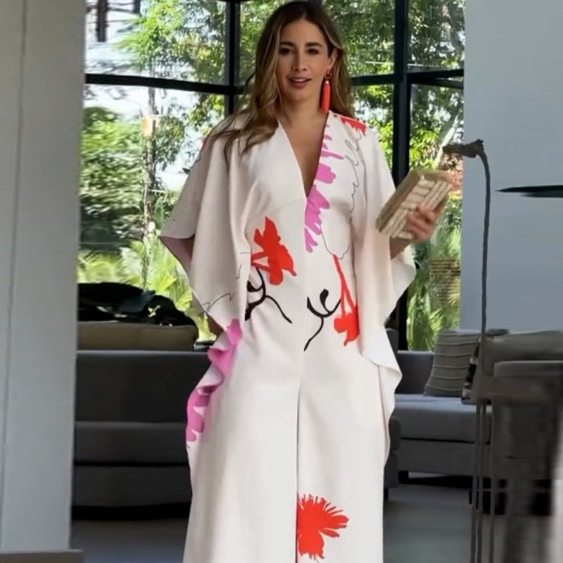 Séverine™ - Combinaison Fleurie à Manches Irrégulières et Jambes Larges