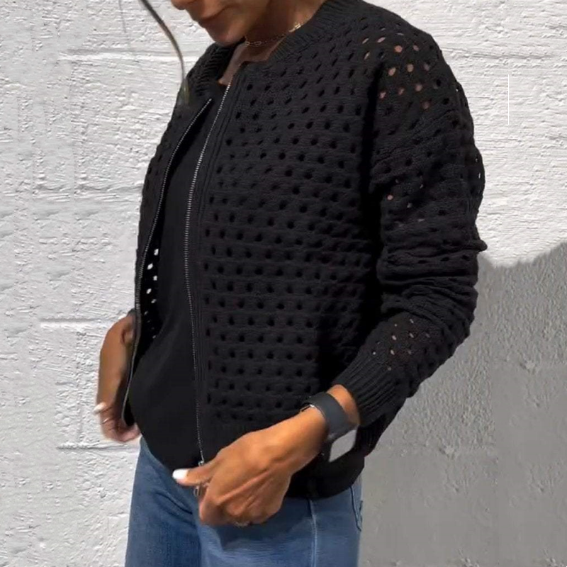 Florence™ - Veste Tricotée pour Femme avec Fermeture Éclair et Découpes