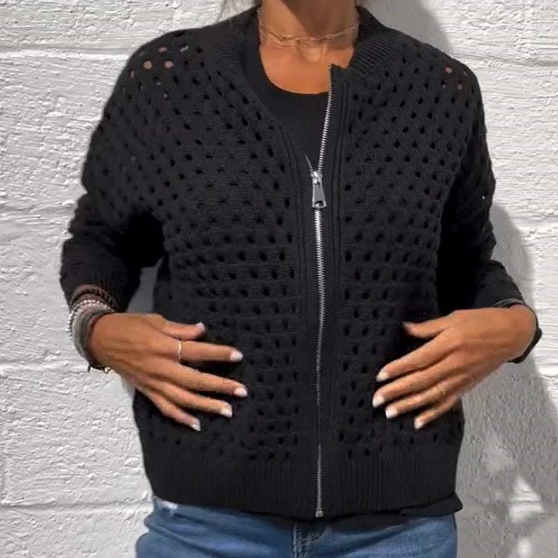Florence™ - Veste Tricotée pour Femme avec Fermeture Éclair et Découpes