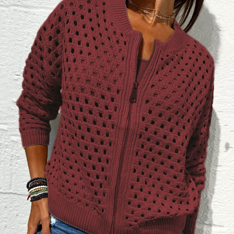 Florence™ - Veste Tricotée pour Femme avec Fermeture Éclair et Découpes