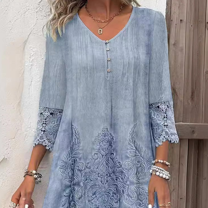 Maia™ - Robe élégante en dentelle à demi-manches et décolleté en V pour femmes