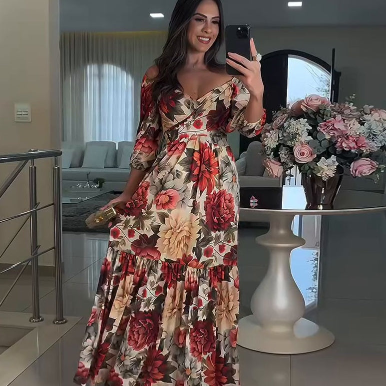 Paulina™ - Robe Plissée Fleurie à Col V